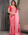 Blush Pink Satin Georgette Heart Checkerboard Printed Saree with Bold Love Motif Pallu & Matching Blouse